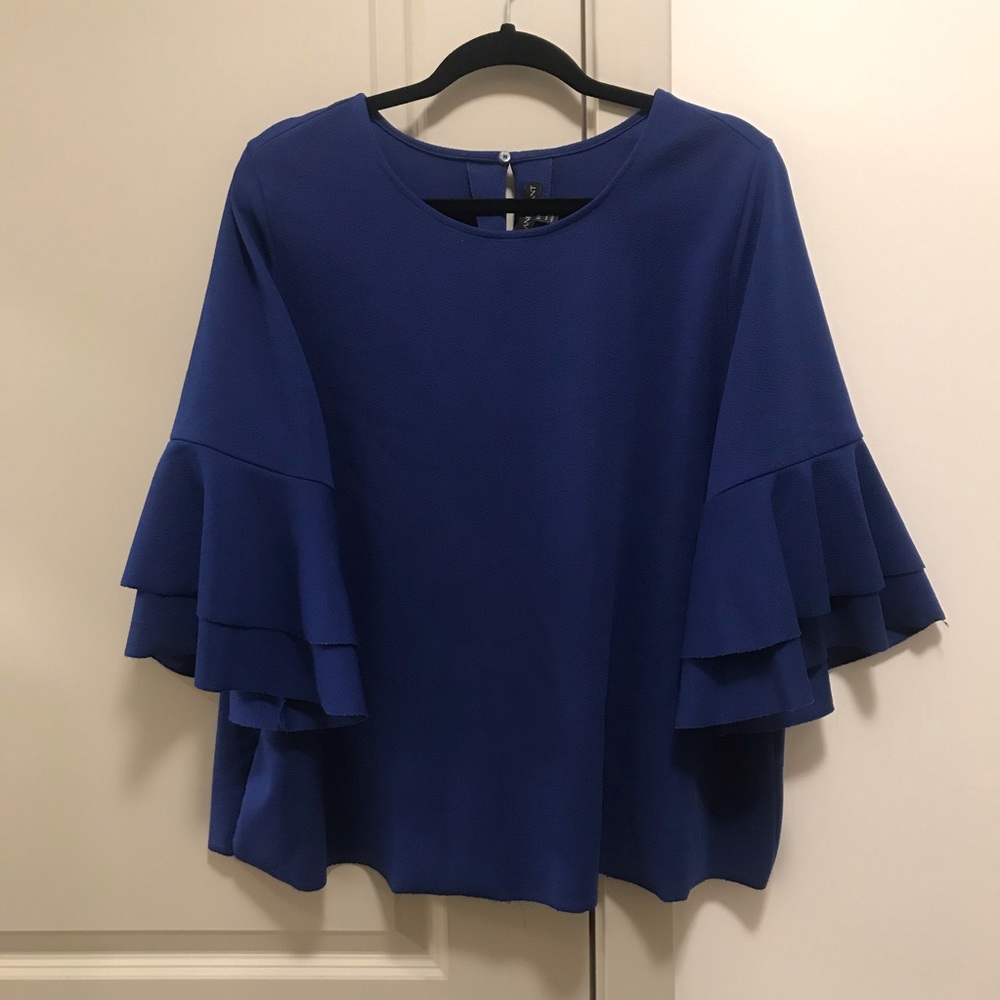 Lane Bryant tiered bell sleeve work top
